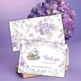 Tarjeta De Agradecimiento Tea Fiesta Lavender Garden Floral Baby Shower