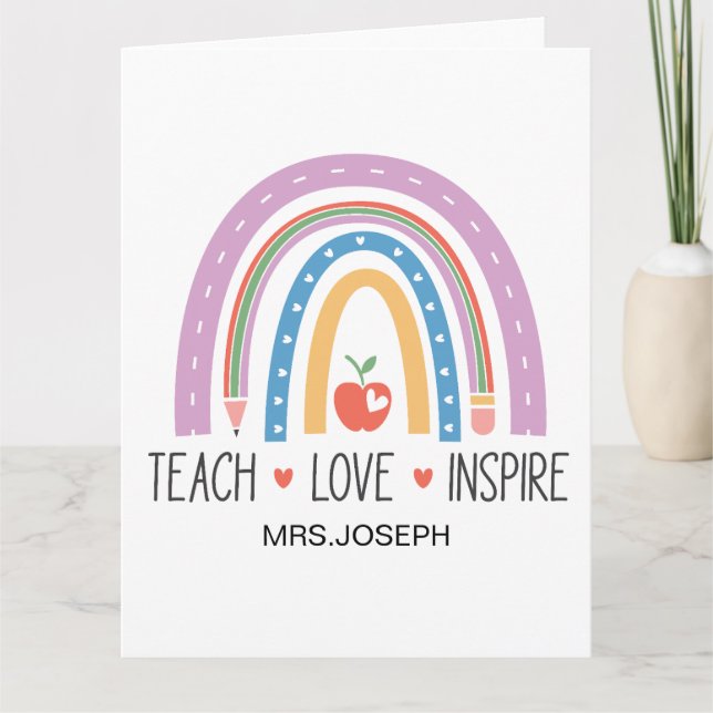Tarjeta De Agradecimiento Teach Love Inspire Teacher  (Anverso)