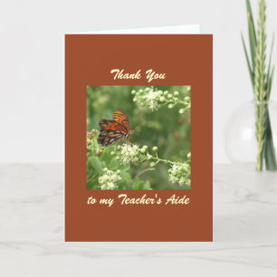 Tarjeta De Agradecimiento Teacher Aide Thank You Butterfly Greeting Card