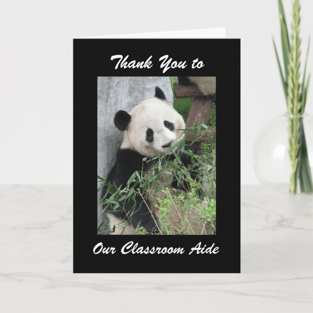 Tarjeta De Agradecimiento Teacher Appreciation Aide Panda Black Thank You (Anverso)