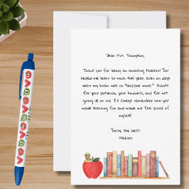 Tarjeta De Agradecimiento Teacher Appreciation Best Teacher Red Apple Books 