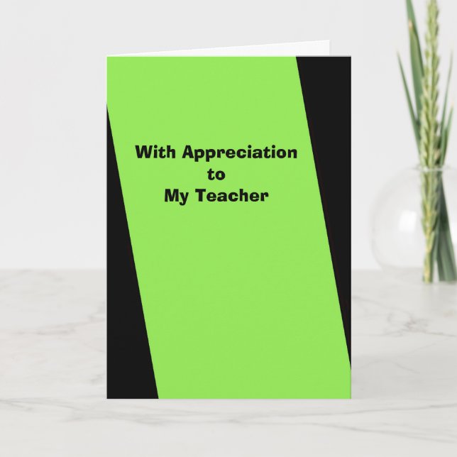 Tarjeta De Agradecimiento Teacher Appreciation Day Greeting Card, Neon Green (Anverso)
