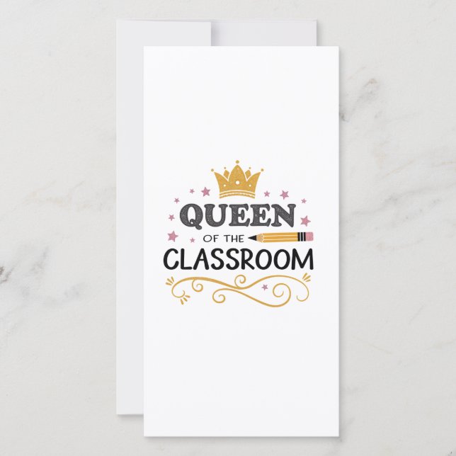 Tarjeta De Agradecimiento Teacher Appreciation Gift – Queen of the Classroom (Anverso)