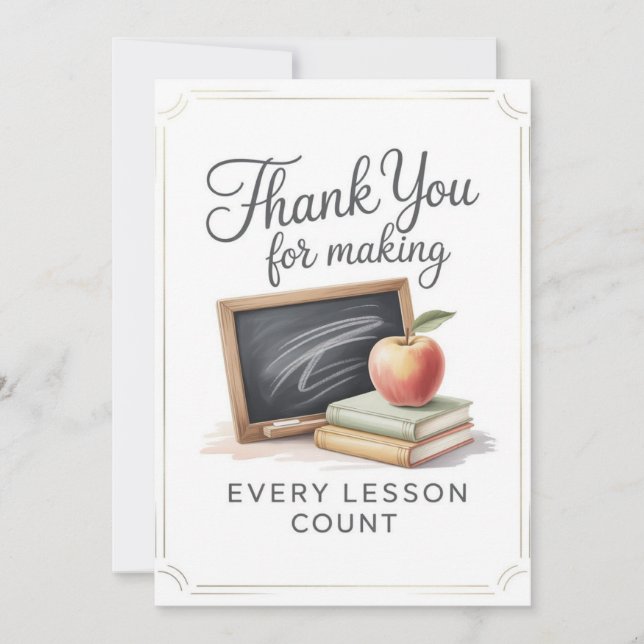 Tarjeta De Agradecimiento Teacher Thank You Card (Anverso)