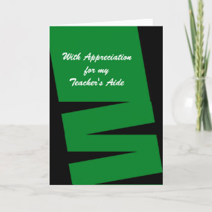 Tarjeta De Agradecimiento Teacher's Aide Thank You, Green and Black