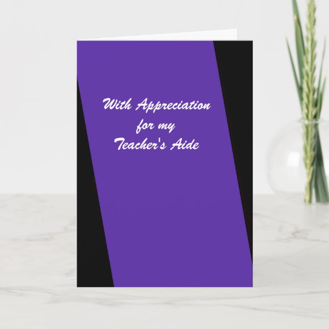 Tarjeta De Agradecimiento Teacher's Aide Thank You, Purple (Anverso)