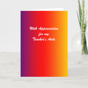 Tarjeta De Agradecimiento Teacher's Aide Thank You, Red Orange Yellow