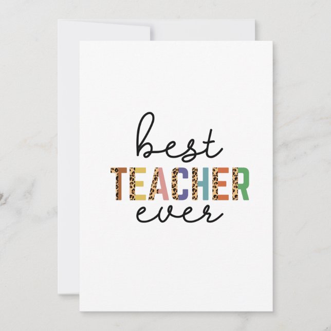 Tarjeta De Agradecimiento Teacher's Day Best Teacher Ever (Anverso)