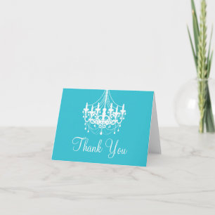Tarjeta De Agradecimiento Teal Blue and White Chandelier Thank You Note
