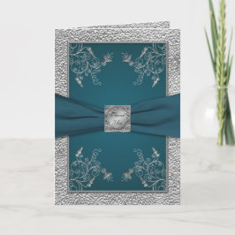 Tarjeta de agradecimiento Teal sobre Pewter
