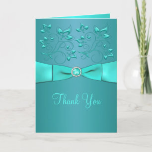 Tarjeta de agradecimiento Teal y Aqua Floral II