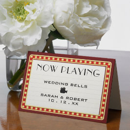 Tarjeta De Agradecimiento Teatro de cine retro Boda de Rótulo Marquee