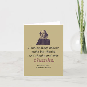 Tarjeta De Agradecimiento Teatro de Gratitud Literaria de Shakespeare