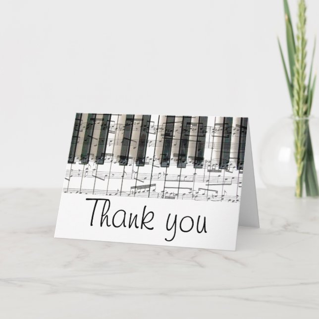 Tarjeta De Agradecimiento teclado piano gracias (Anverso)