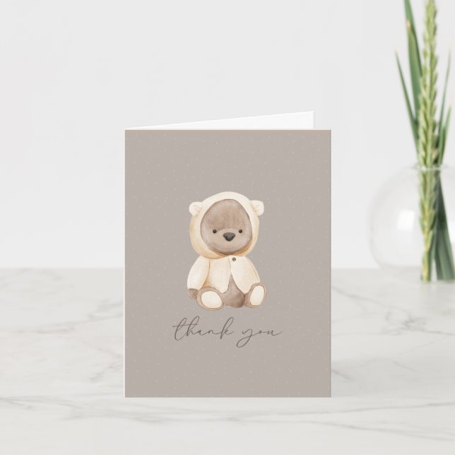 Tarjeta De Agradecimiento Teddy Bear acuarela amarillo marrón neutra (Anverso)