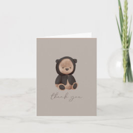 Tarjeta De Agradecimiento Teddy Bear acuarela Black Brown Neutral