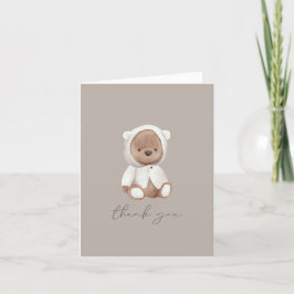 Tarjeta De Agradecimiento Teddy Bear acuarela Blanco Marrón Neutral