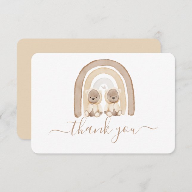 Tarjeta de agradecimiento Teddy Bear and Rainbow d (Anverso / Reverso)