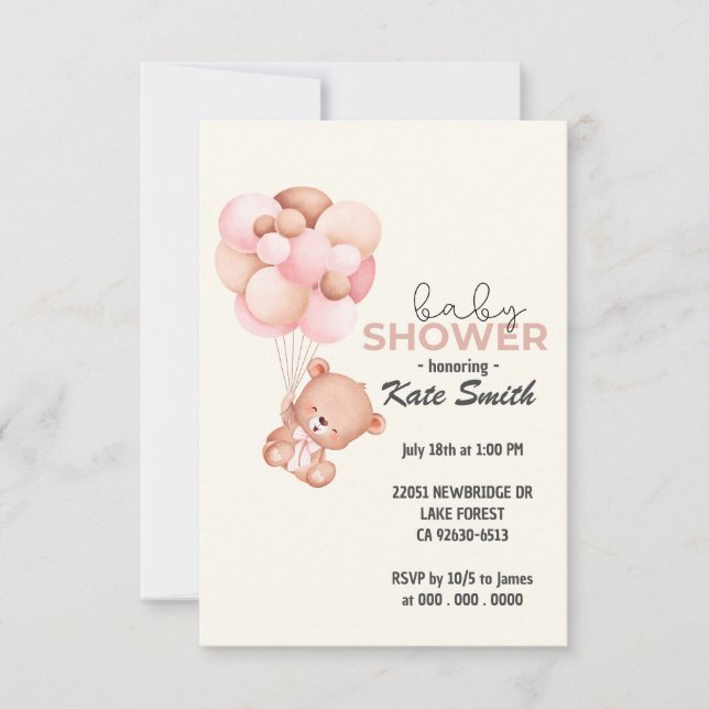 Tarjeta De Agradecimiento Teddy Bear Baby Baby Shower (Anverso)