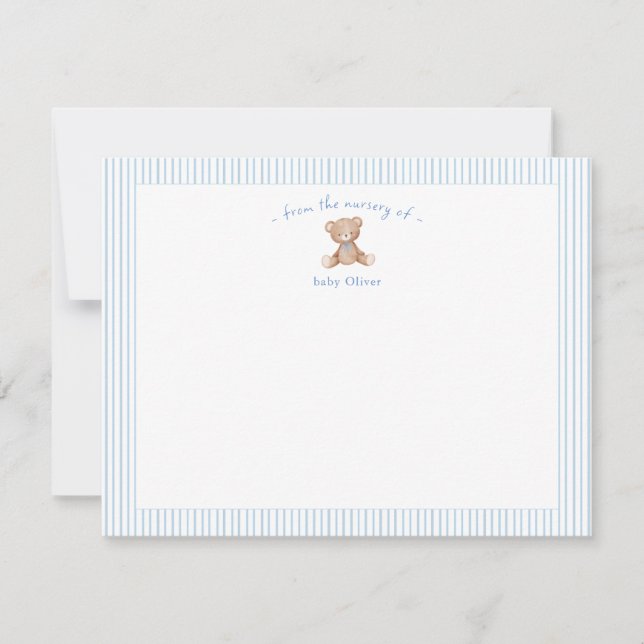 Tarjeta De Agradecimiento Teddy Bear Baby Boy azul (Anverso)
