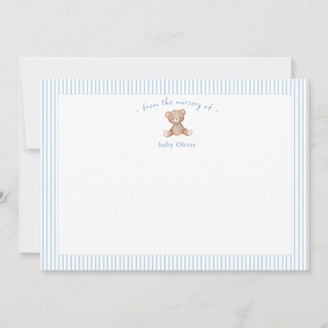 Tarjeta De Agradecimiento Teddy Bear Baby Boy blue (Anverso)