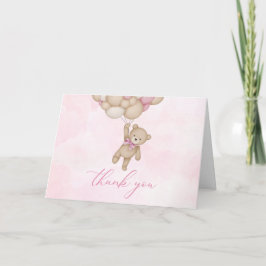 Tarjeta De Agradecimiento Teddy Bear Baby Pink