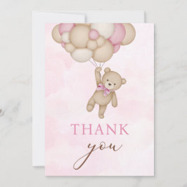 Tarjeta De Agradecimiento Teddy Bear Baby Pink