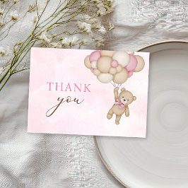 Tarjeta De Agradecimiento Teddy Bear Baby Pink