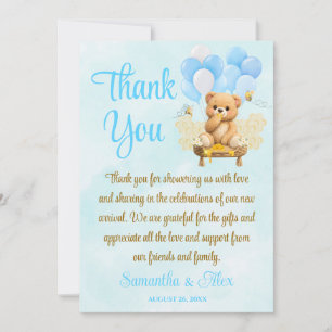 Tarjeta De Agradecimiento Teddy Bear Baby Shower - A Little Honey Baby Showe