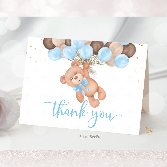 Tarjeta De Agradecimiento Teddy Bear Baby Shower Apenas podemos esperar (Teddy Bear Baby Shower Thank You Card, We Can Barely Wait Thank You, Baby Shower Thank You Card, Bea)