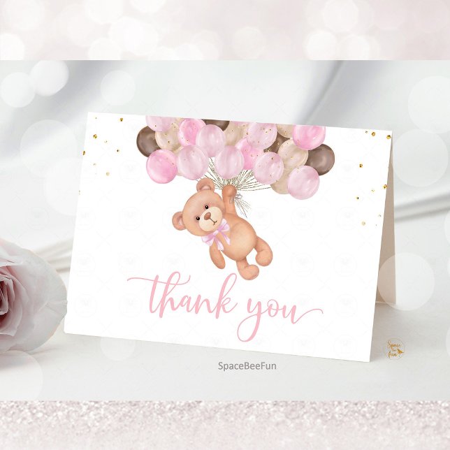 Tarjeta De Agradecimiento Teddy Bear Baby Shower Apenas podemos esperar (Teddy Bear Baby Shower Thank You Card, We Can Barely Wait Thank You, Baby Shower Thank You Card, Bea)