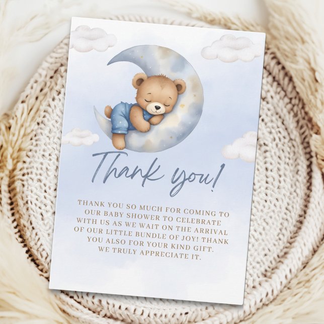 Tarjeta De Agradecimiento  Teddy Bear Baby Shower boy (Subido por el creador)