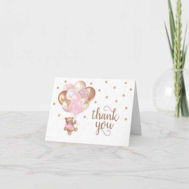 Tarjeta De Agradecimiento Teddy Bear Baby Shower Thank You Card (Anverso)
