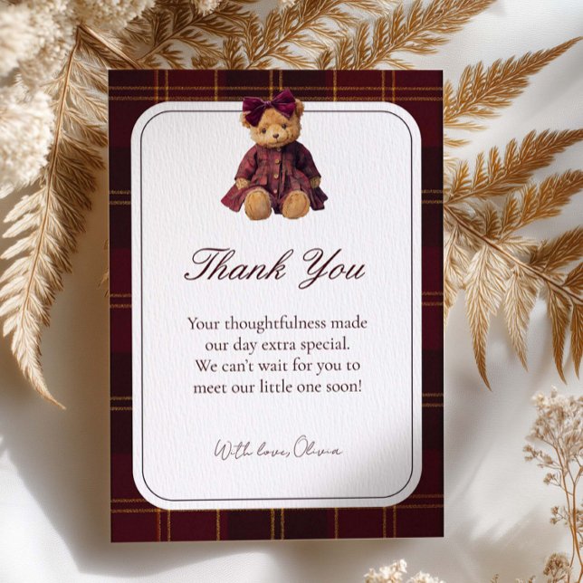 Tarjeta De Agradecimiento Teddy Bear Baby Shower Thank You Card (Subido por el creador)