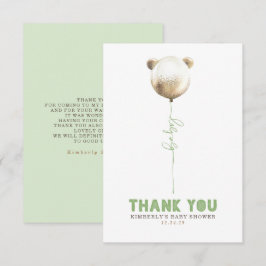Tarjeta De Agradecimiento Teddy Bear Balloon Baby Shower Small Gracias