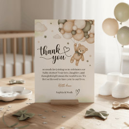 Tarjeta De Agradecimiento Teddy Bear Balloon Baby Shower Thank You Card