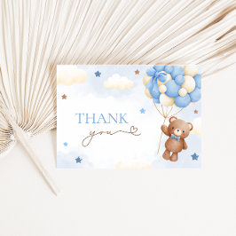 Tarjeta De Agradecimiento Teddy Bear Balloon Blue Gracias Cartas