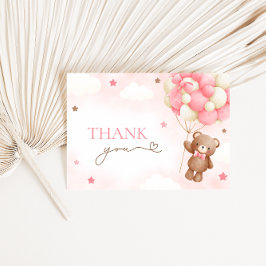 Tarjeta De Agradecimiento Teddy Bear Balloon Pink Gracias Cartas