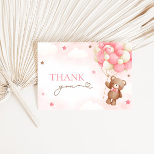 Tarjeta De Agradecimiento Teddy Bear Balloon Pink Gracias Cartas