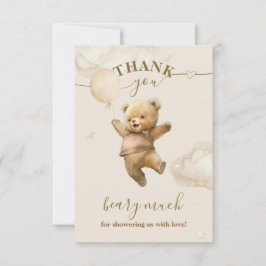Tarjeta De Agradecimiento Teddy Bear Bearly Wait Air Balloon Baby Shower