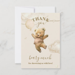Tarjeta De Agradecimiento Teddy Bear Bearly Wait Air Balloon Baby Shower