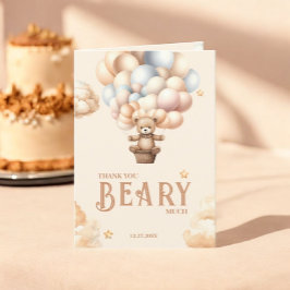 Tarjeta De Agradecimiento Teddy Bear Bearly Wait Sexo Neutral Globos