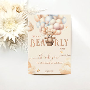 Tarjeta De Agradecimiento Teddy Bear Bearly Wait Sexo Neutral Globos