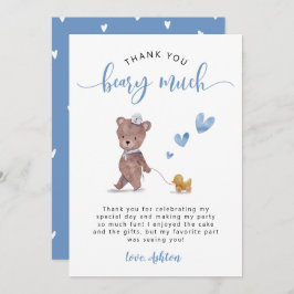 Tarjeta De Agradecimiento Teddy Bear Birday Party Blue