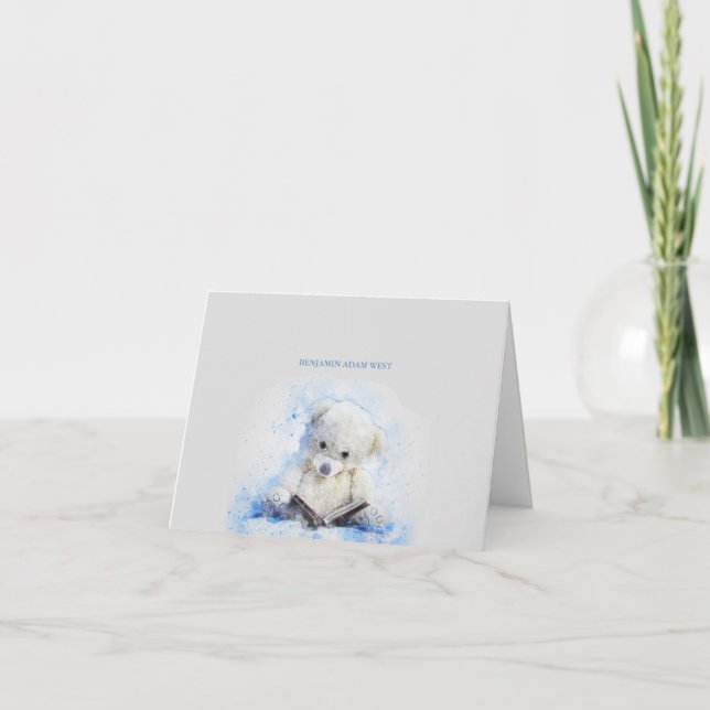 Tarjeta De Agradecimiento Teddy Bear Blue Photo Gracias Notecard (Anverso)