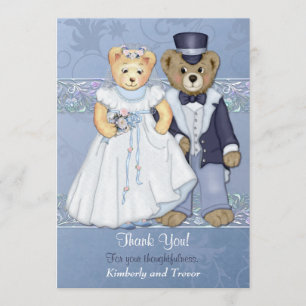 Tarjeta De Agradecimiento Teddy Bear Boda Gracias - Personalizar