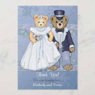 Tarjeta De Agradecimiento Teddy Bear Boda Gracias - Personalizar