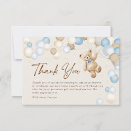 Tarjeta De Agradecimiento Teddy Bear Boy Baby Shower