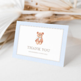 Tarjeta De Agradecimiento Teddy Bear Boy Classic Baby Shower