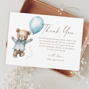Tarjeta De Agradecimiento Teddy Bear Boys Baby Shower